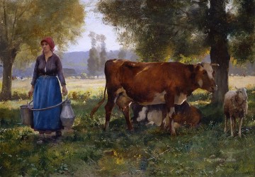 Laitiere farm life Realism Julien Dupre Oil Paintings